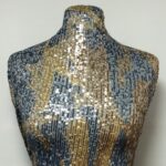 1 1 פייט שורות מודפס על רשת לייקרה ירוק כחול סגלגל